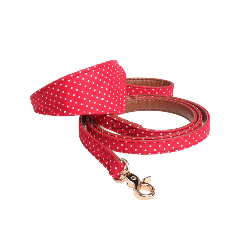  Colors Dot Small Dog Collar Bandana Soft Leather Dog Leash Cute Bow Cat Collar Pet Teacup Chihuahua Collar Leash Lead