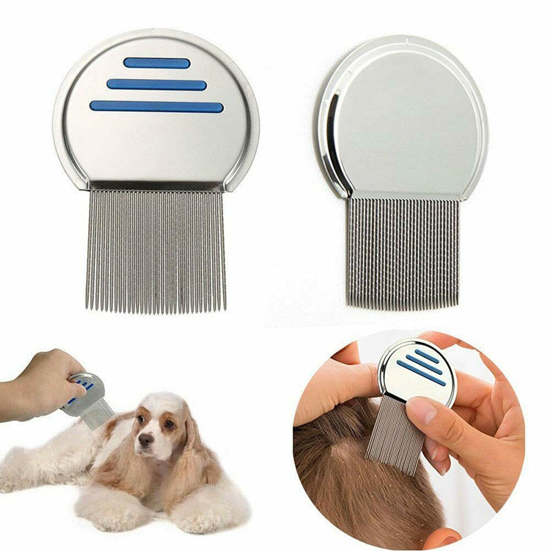 1pc New Terminator Lice Comb New Cat Dog Metal Nit Head Hair Lice Comb Fine Toothed Flea Flee Handle Pets Supplies Grooming Tool